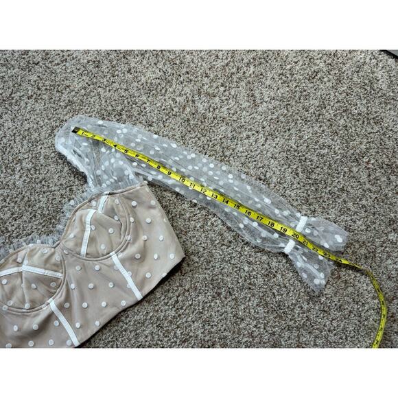 RNWY dressy shirt, cropped, Corset top, translucent sleeves, Size Large - Picture 6 of 9